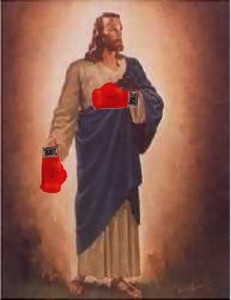 Jesus with boxing gloves