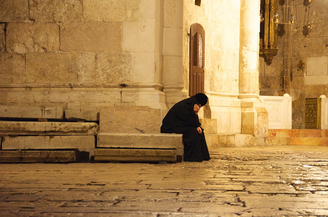 pilgrim meditates