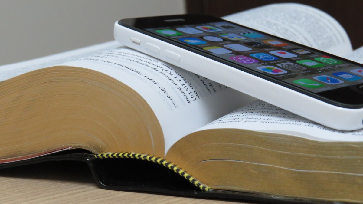 Bible with smartphone